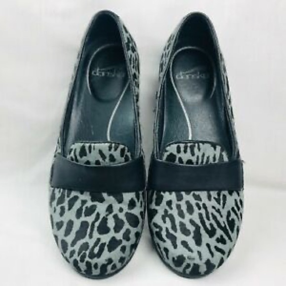 DANSKO Oksana 39 grey calf hair leopard clog - Picture 2 of 3